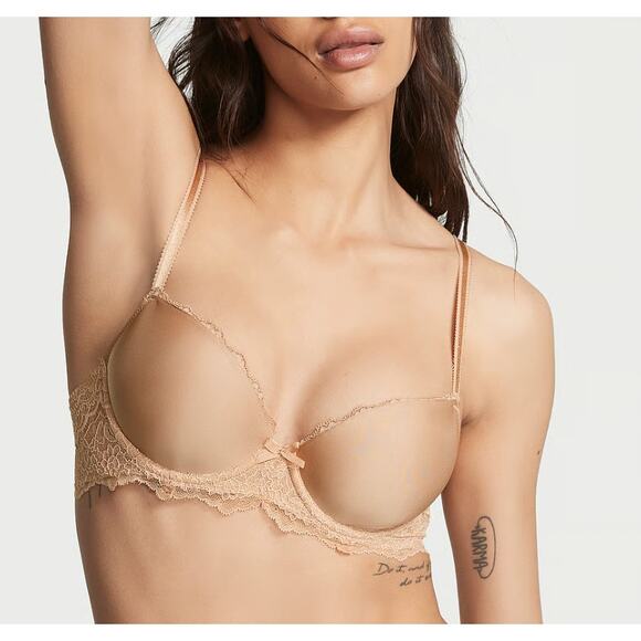 VICTORIA'S SECRET Nude Smooth & Lace Lightly Lined Demi Bra Size 32DDD - Picture 1 of 6